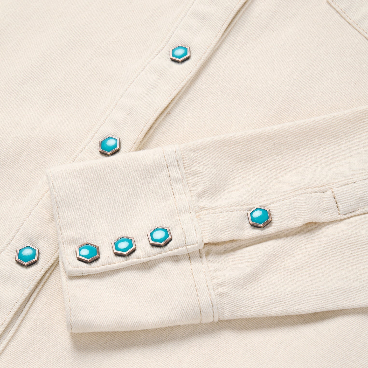 Turquoise Snap Western Denim Shirt | Stetson Cream