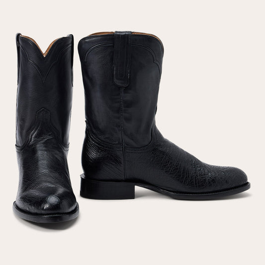 Clay Smooth Ostrich Roper Boots | Stetson Black