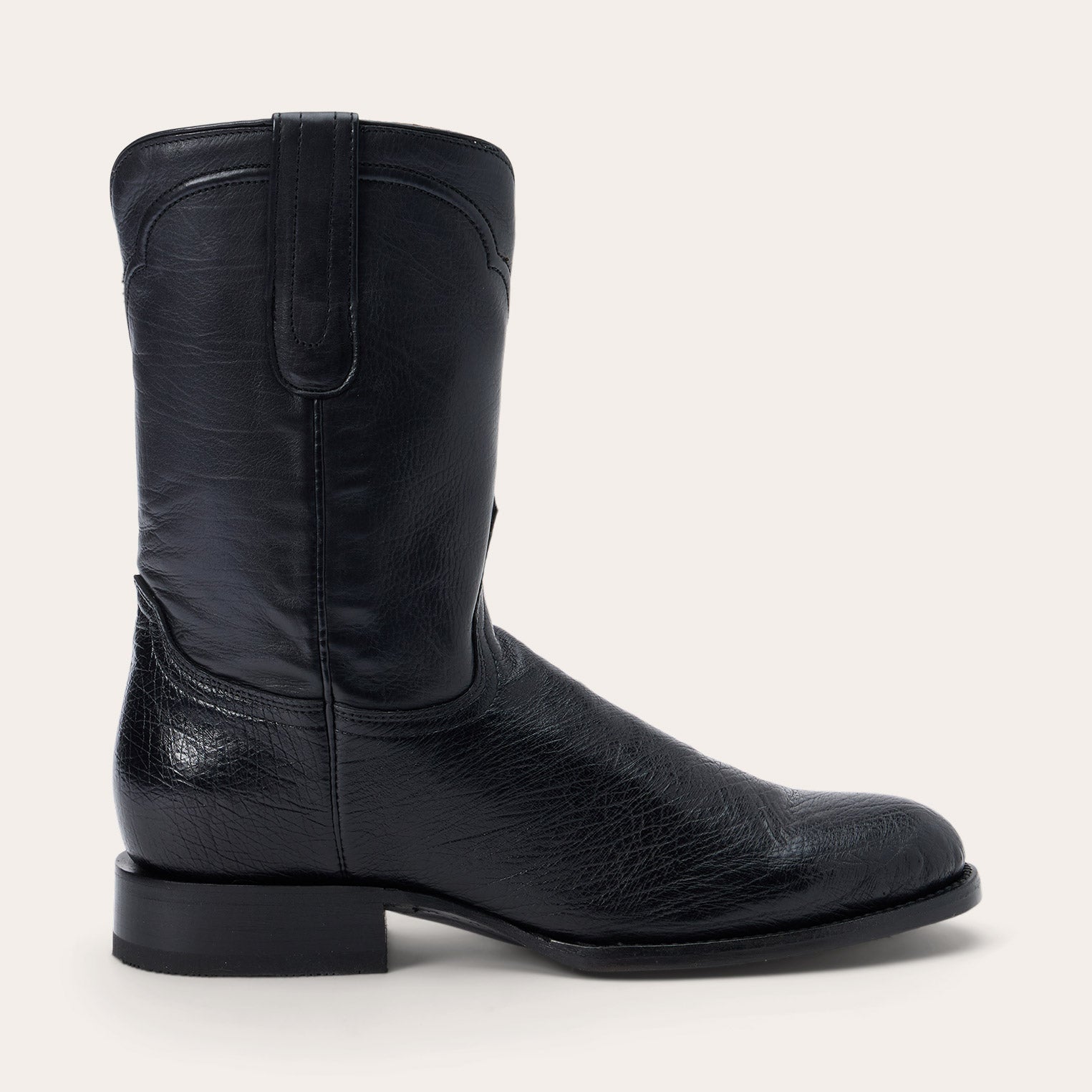 Clay Smooth Ostrich Roper Boots | Stetson Black