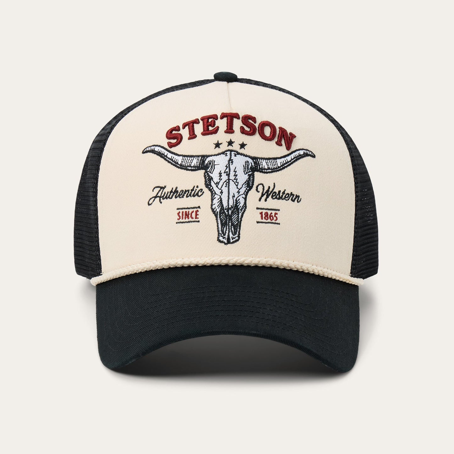 Skull Trucker Hat | Stetson Off White / Black