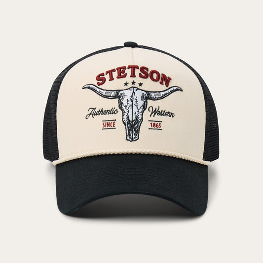 Skull Trucker Hat | Stetson Off White / Black