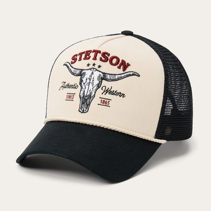 Skull Trucker Hat | Stetson Off White / Black