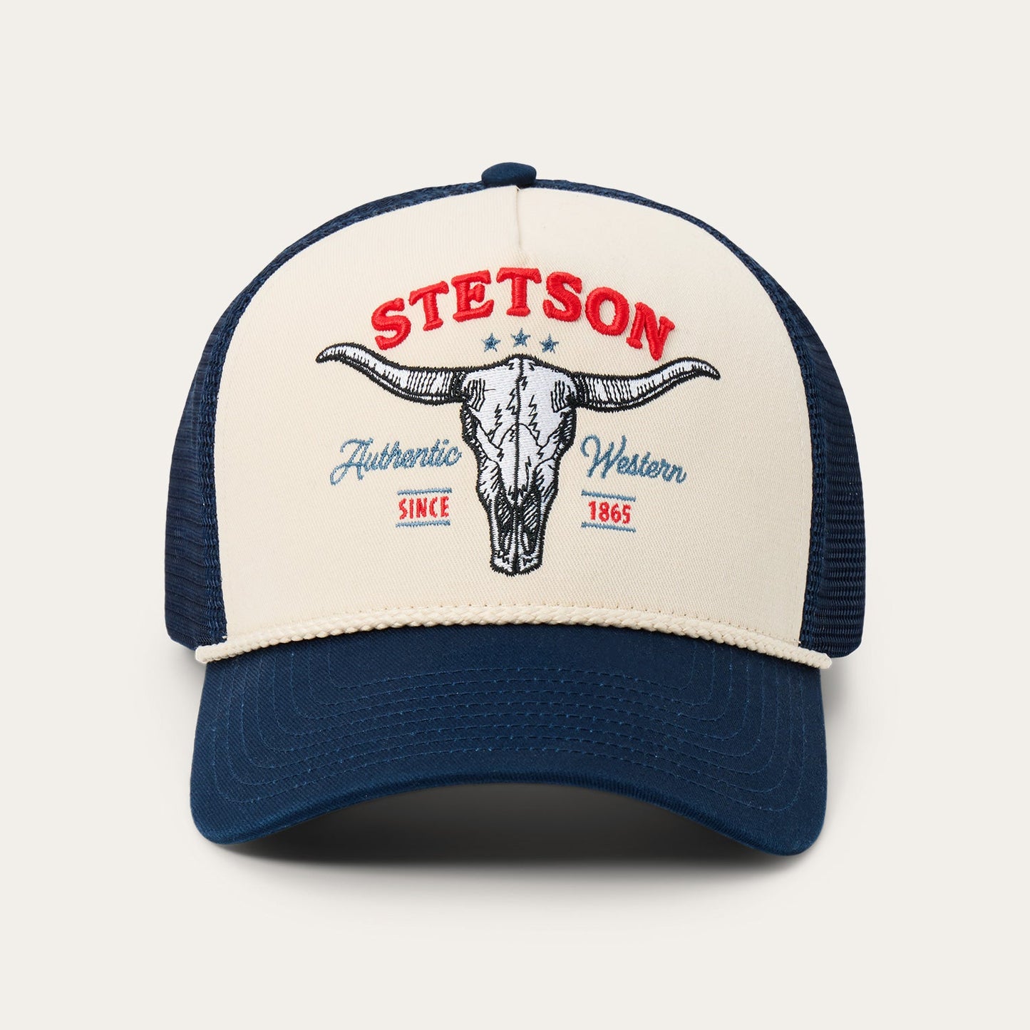 Skull Trucker Hat | Stetson Off White / Blue