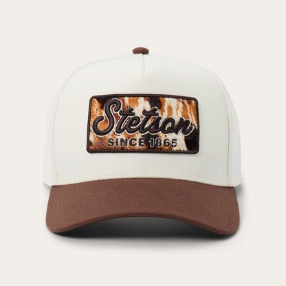 Cowhide Patch Trucker Hat | Stetson Off White / Brown