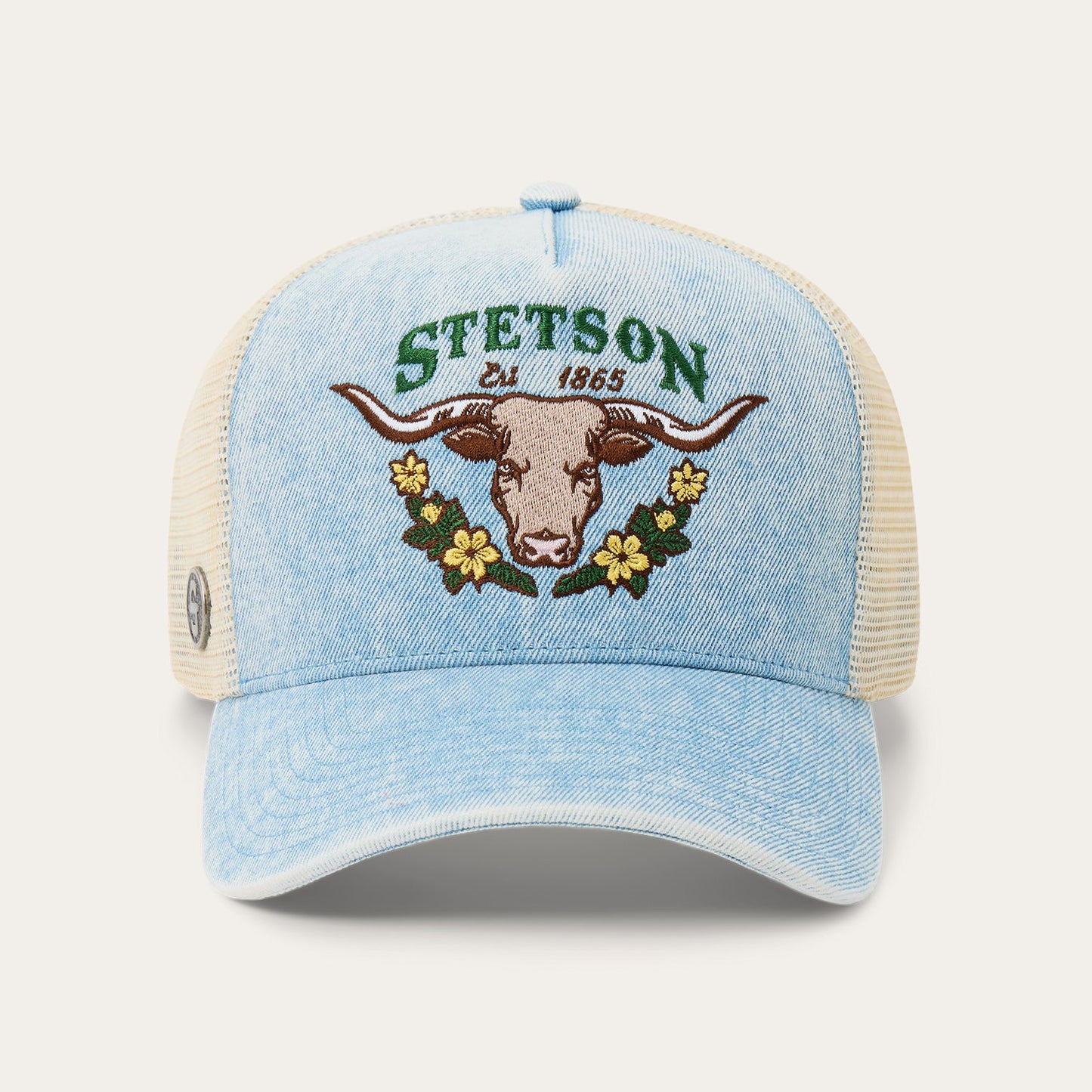 Longhorn Trucker Hat | Stetson Light Denim
