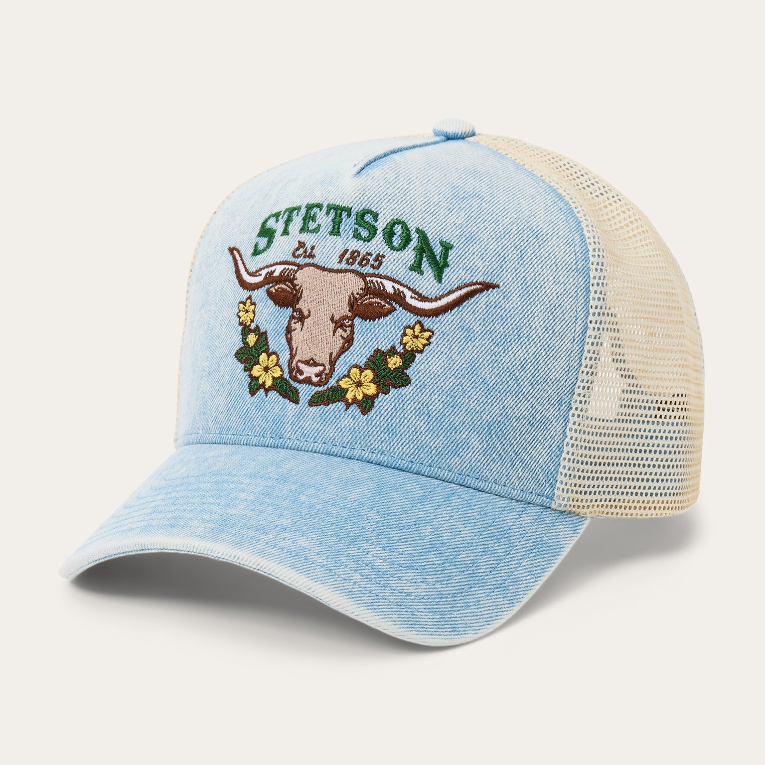 Longhorn Trucker Hat | Stetson Light Denim