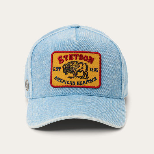 Buffalo Patch Trucker Hat | Stetson Light Denim