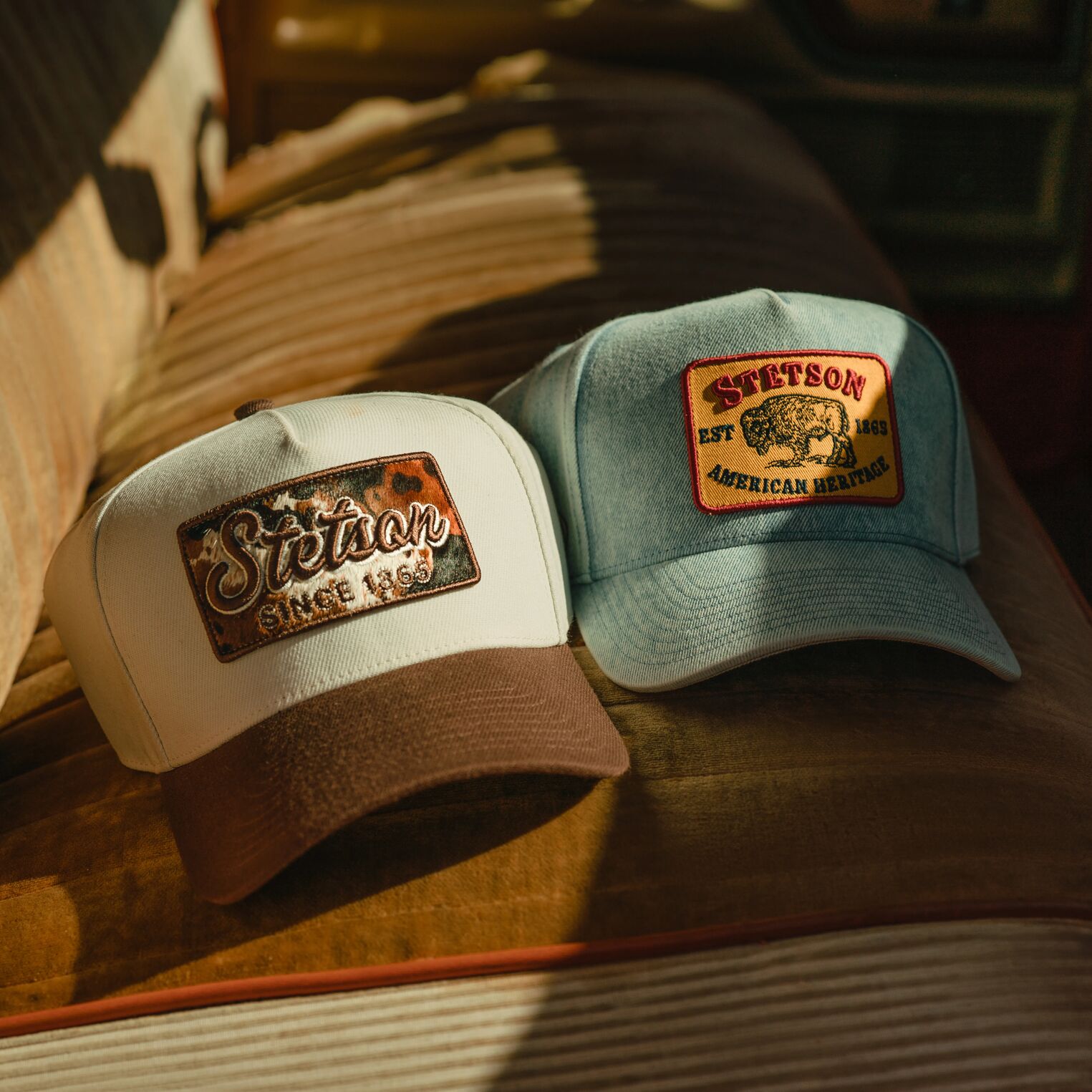 Buffalo Patch Trucker Hat | Stetson Light Denim