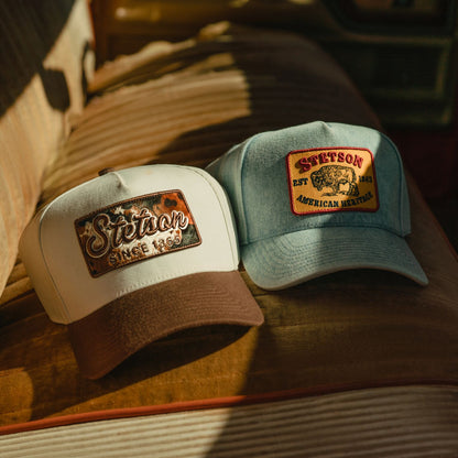 Buffalo Patch Trucker Hat | Stetson Light Denim