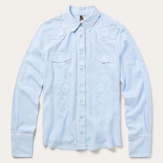 Embroidered Retro Western Shirt | Stetson Blue
