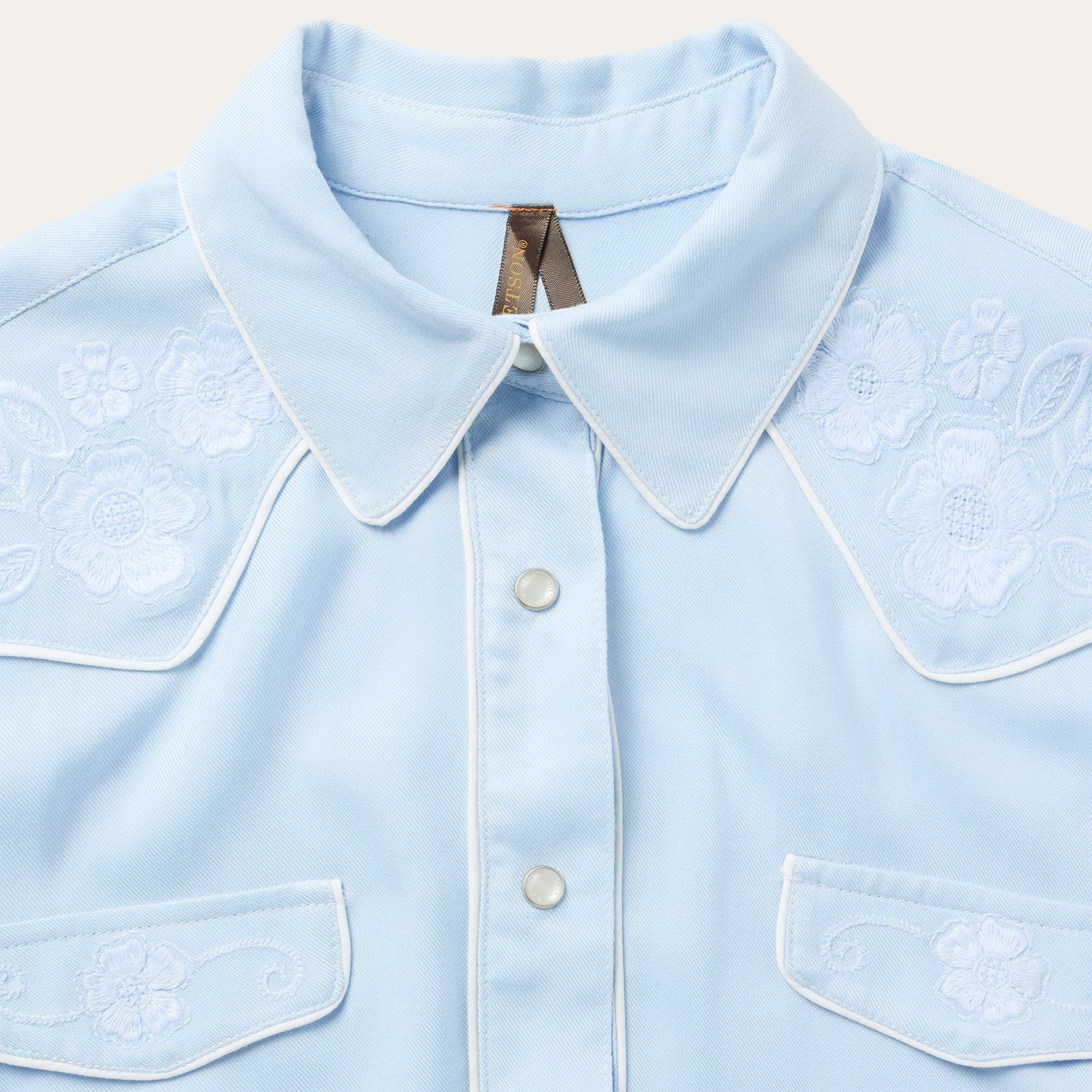 Embroidered Retro Western Shirt | Stetson Blue