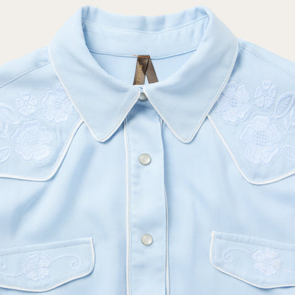 Embroidered Retro Western Shirt | Stetson Blue