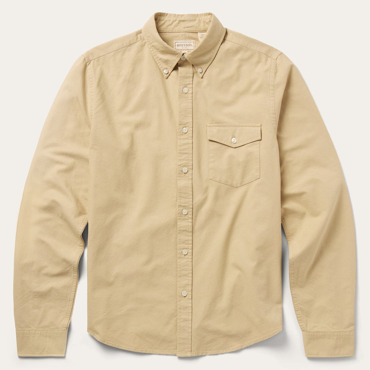 Peached Oxford Button-Down Shirt | Stetson Tan