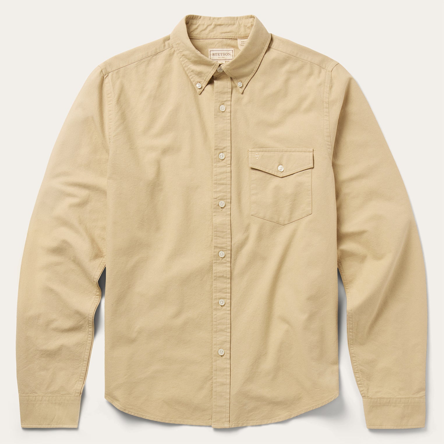 Peached Oxford Button-Down Shirt | Stetson Tan