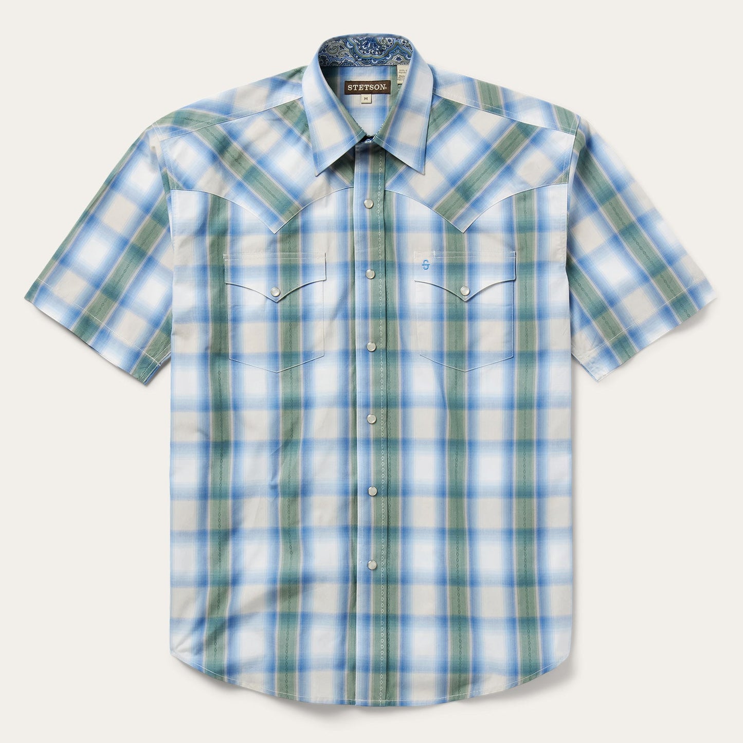 Moss Plaid Short-Sleeve Western Shirt | Stetson Blue