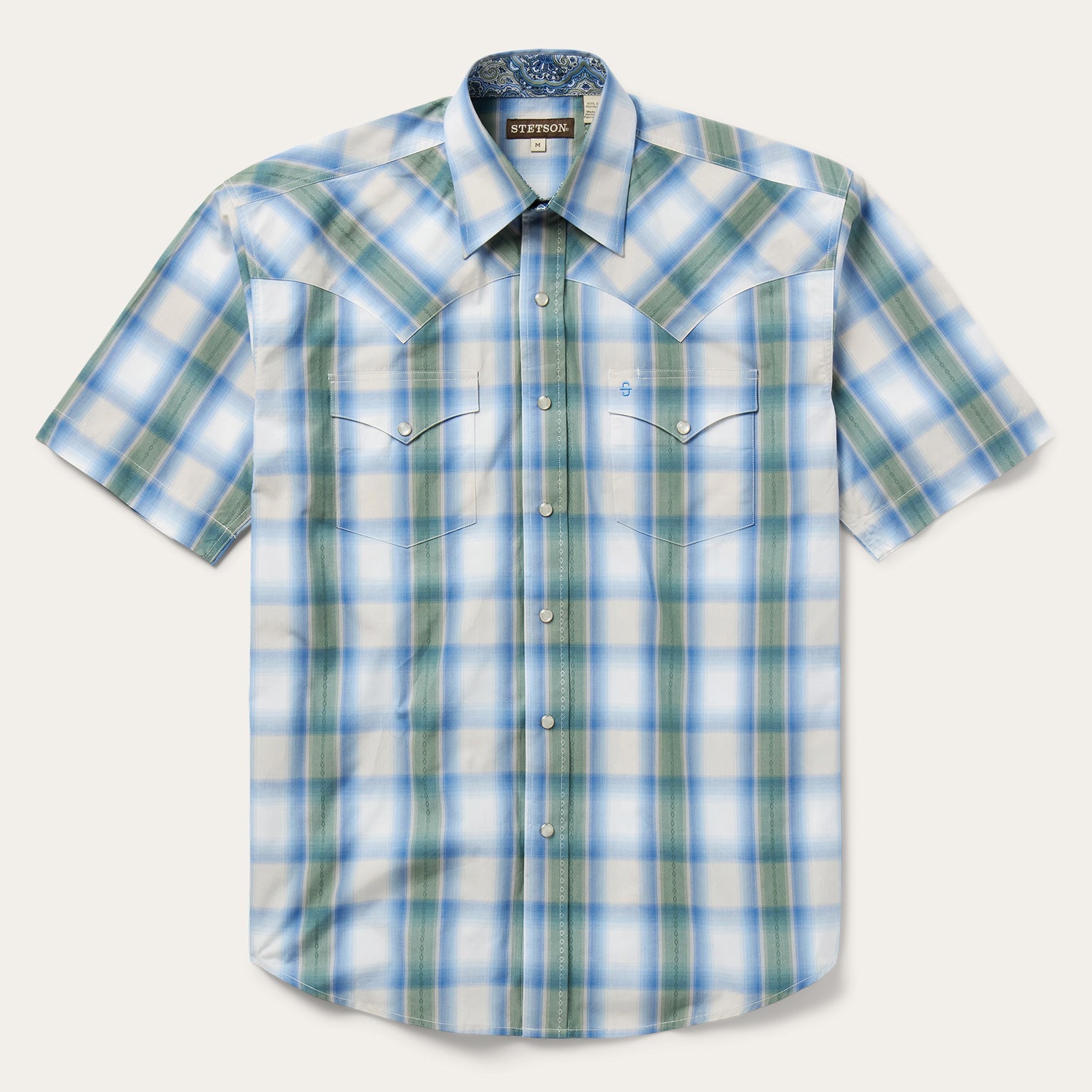 Moss Plaid Short-Sleeve Western Shirt | Stetson Blue