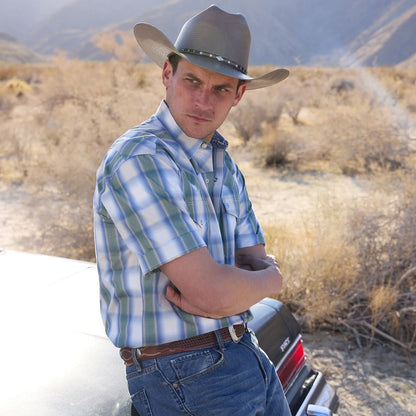 Moss Plaid Short-Sleeve Western Shirt | Stetson Blue