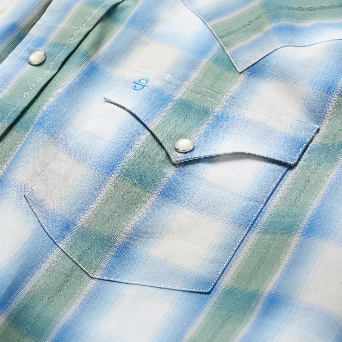 Moss Plaid Short-Sleeve Western Shirt | Stetson Blue