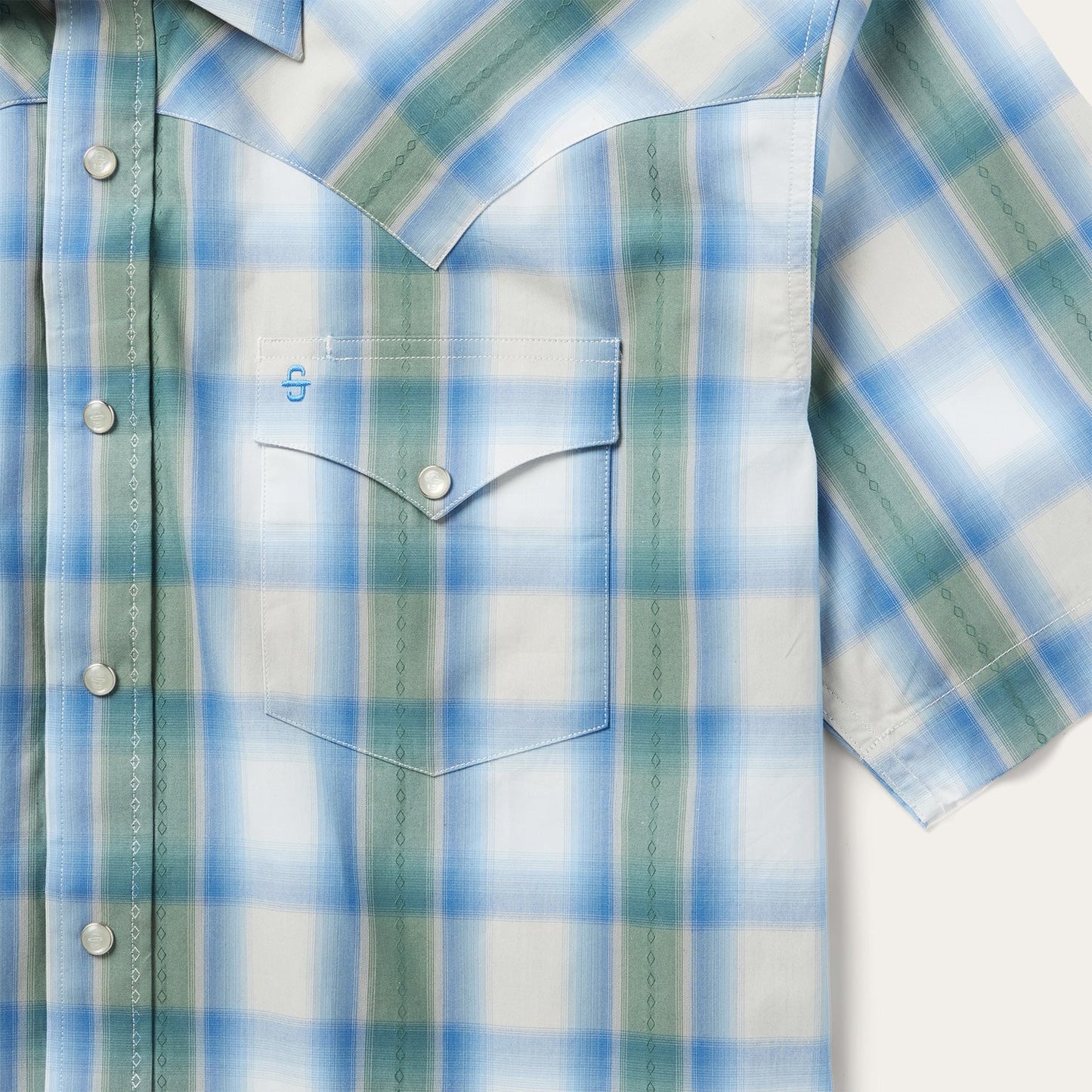 Moss Plaid Short-Sleeve Western Shirt | Stetson Blue