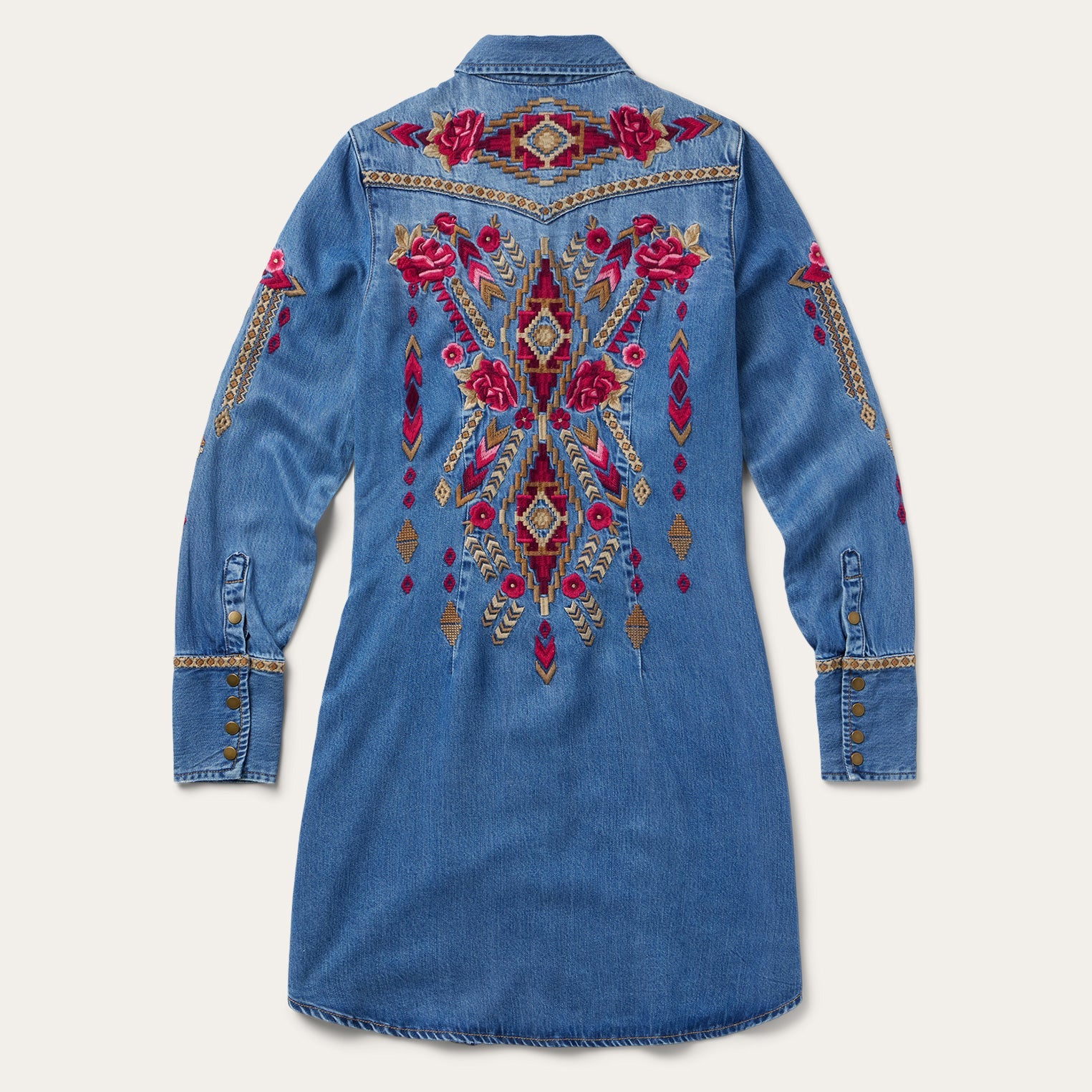 Embroidered Denim Shirt Dress | Stetson Dark Blue