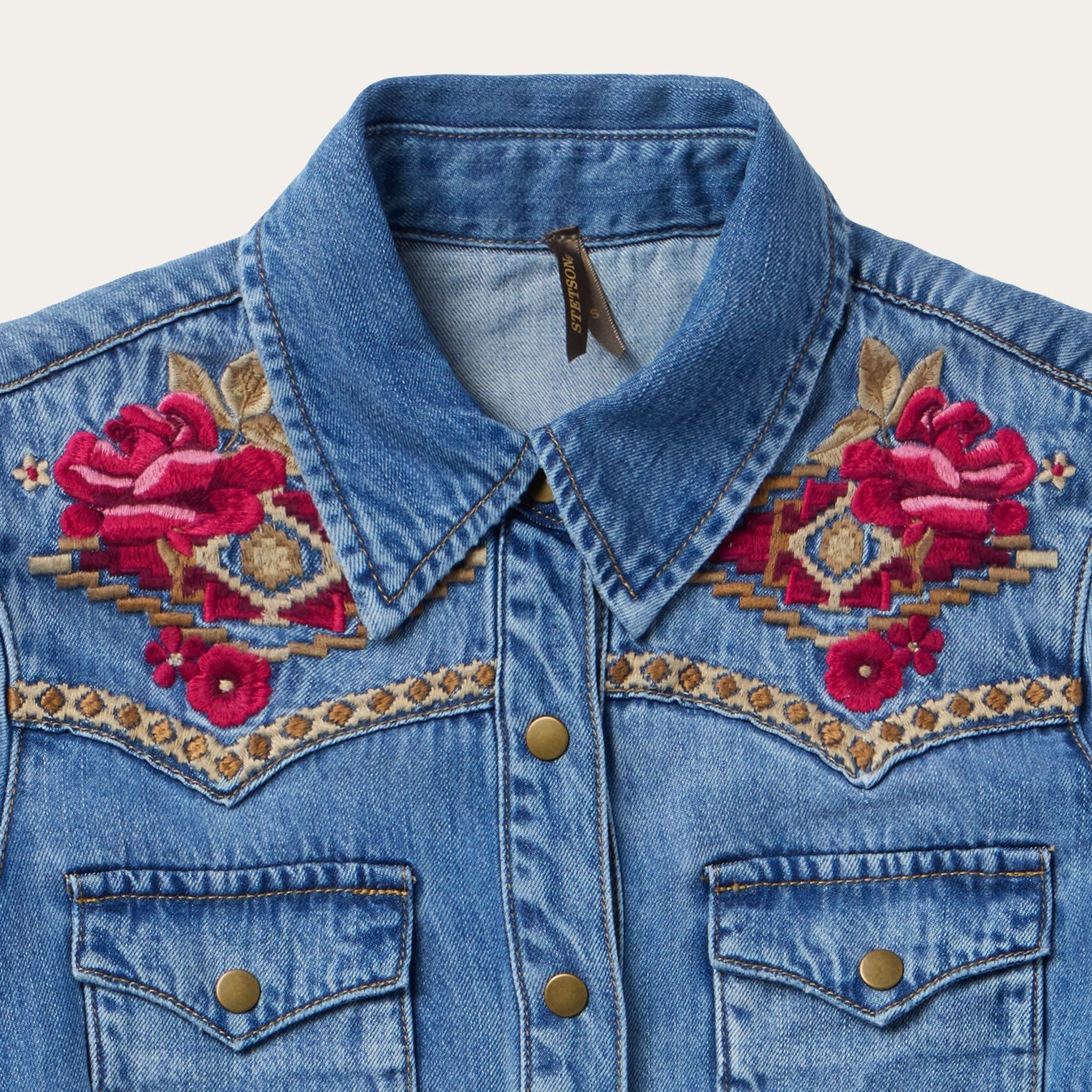 Embroidered Denim Shirt Dress | Stetson Dark Blue