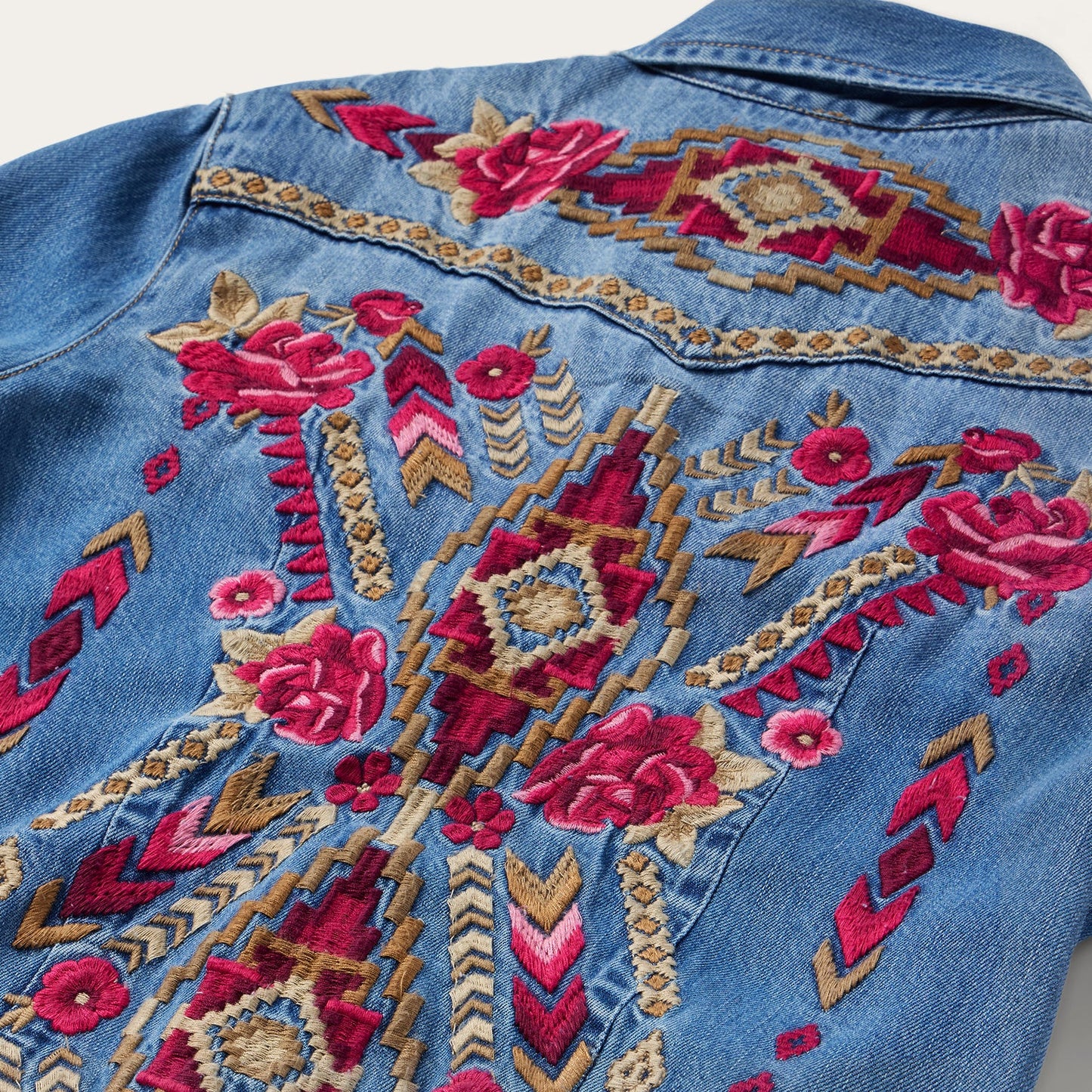 Embroidered Denim Shirt Dress | Stetson Dark Blue