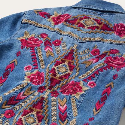 Embroidered Denim Shirt Dress | Stetson Dark Blue