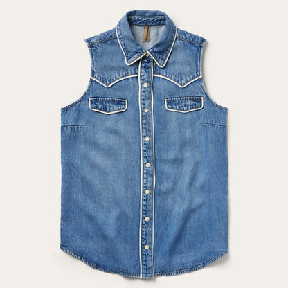 Sleeveless Denim Western Shirt | Stetson Blue
