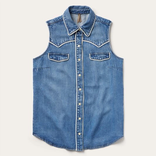 Sleeveless Denim Western Shirt | Stetson Blue