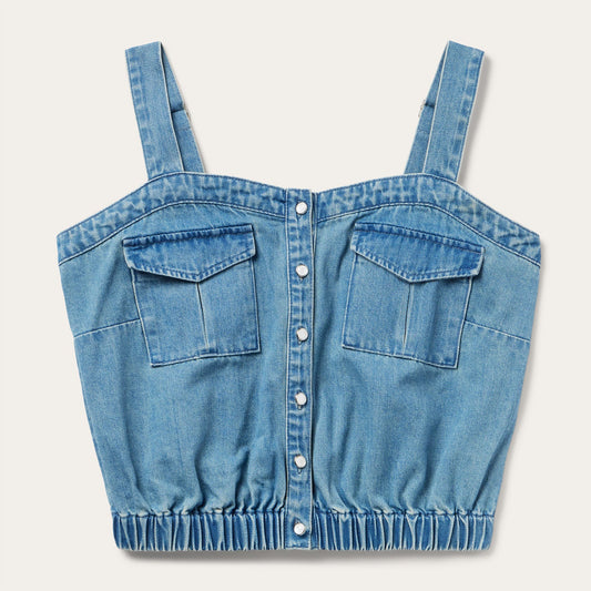 Button Front Denim Tank Top | Stetson Blue