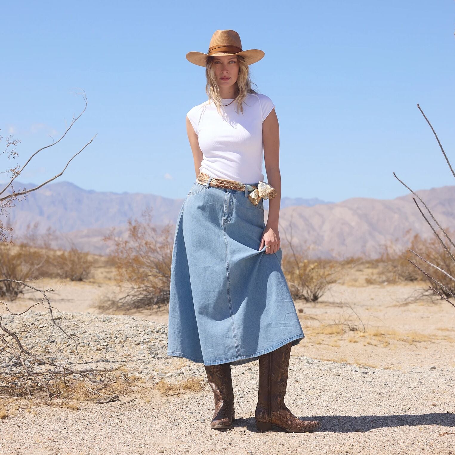 Light Wash Denim Skirt | Stetson Blue