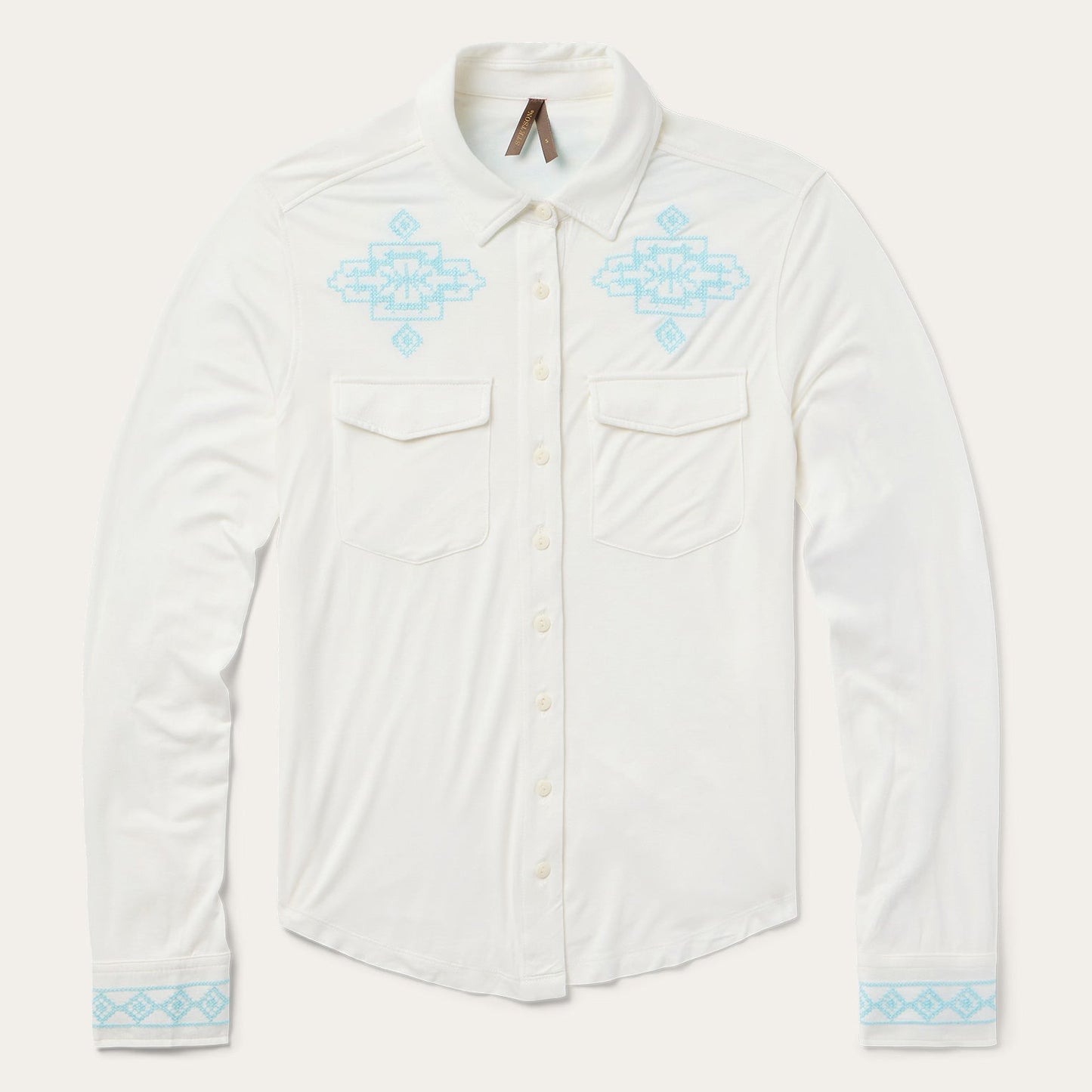 Embroidered Modal Western Shirt | Stetson White