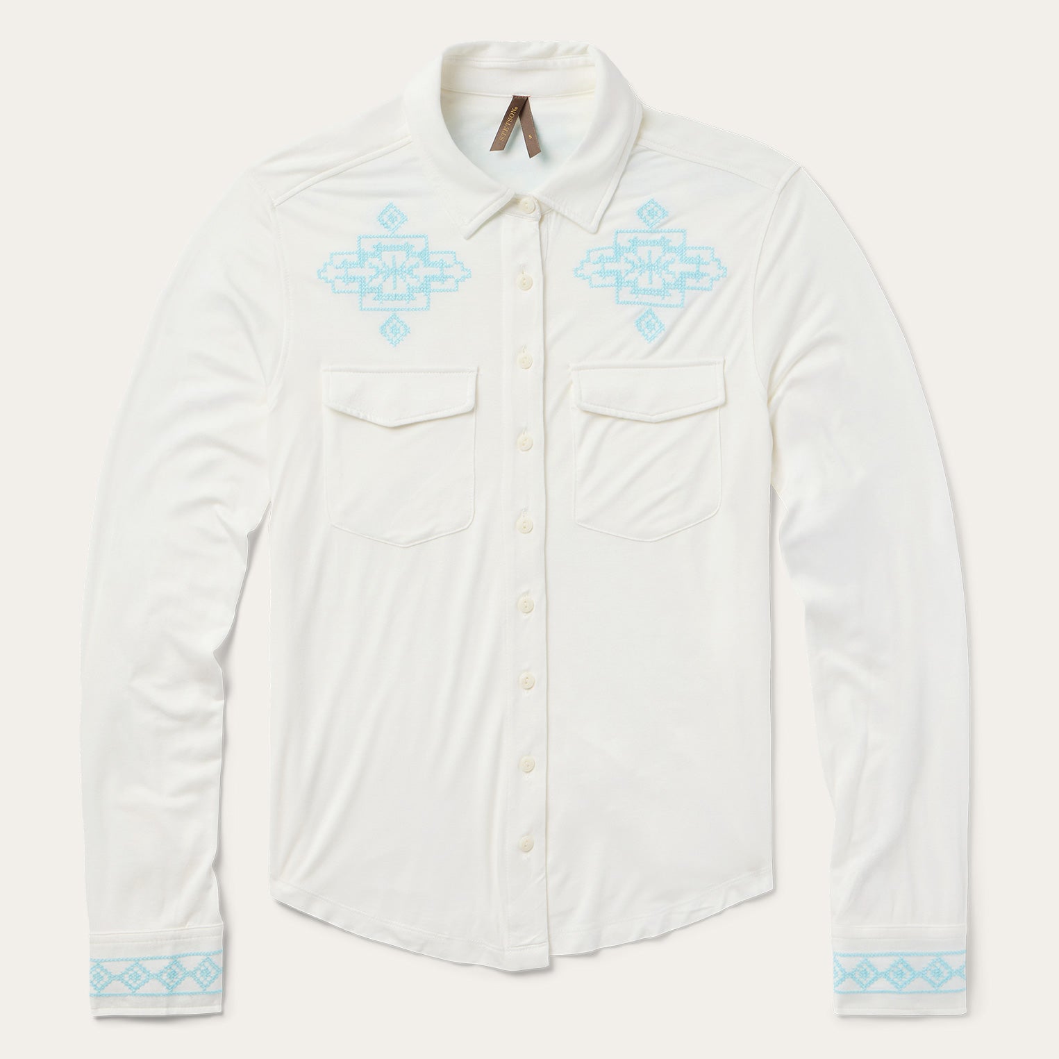 Embroidered Modal Western Shirt | Stetson White