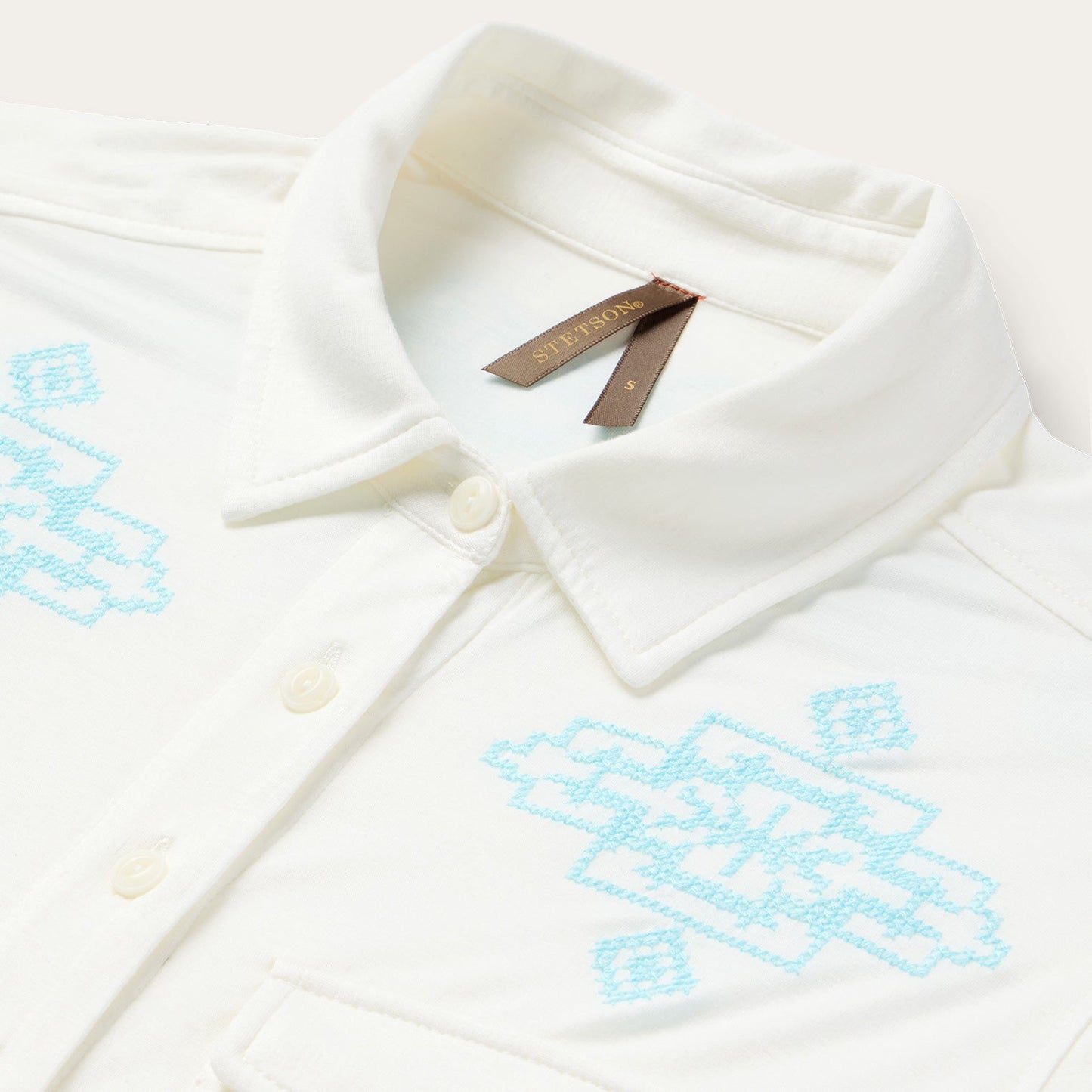 Embroidered Modal Western Shirt | Stetson White