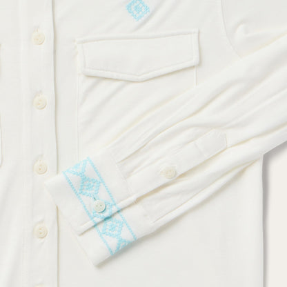 Embroidered Modal Western Shirt | Stetson White