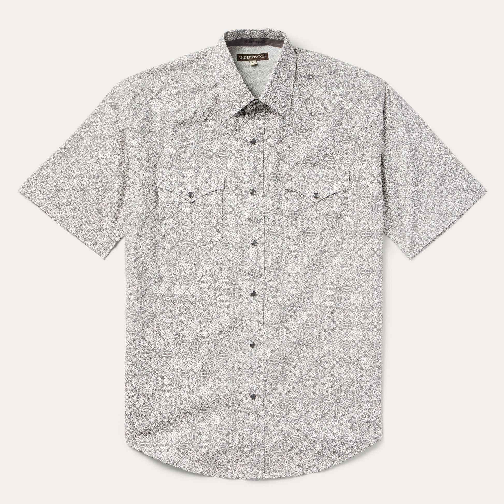 Pewter Filigree Short-Sleeve Western Shirt | Stetson Grey