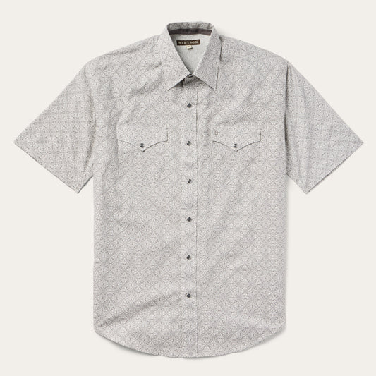 Pewter Filigree Short-Sleeve Western Shirt | Stetson Grey