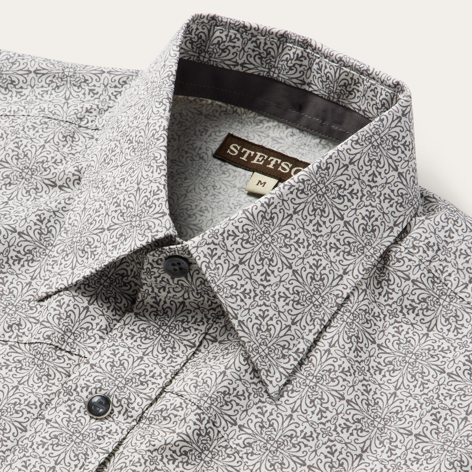 Pewter Filigree Short-Sleeve Western Shirt | Stetson Grey