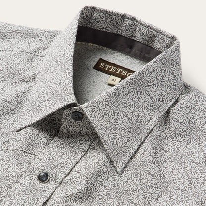 Pewter Filigree Short-Sleeve Western Shirt | Stetson Grey