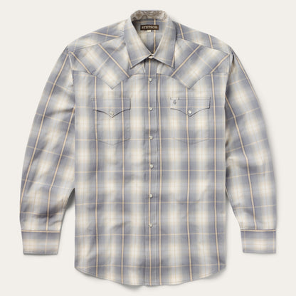Smoke Diamonds Plaid Western Shirt | Stetson Grey