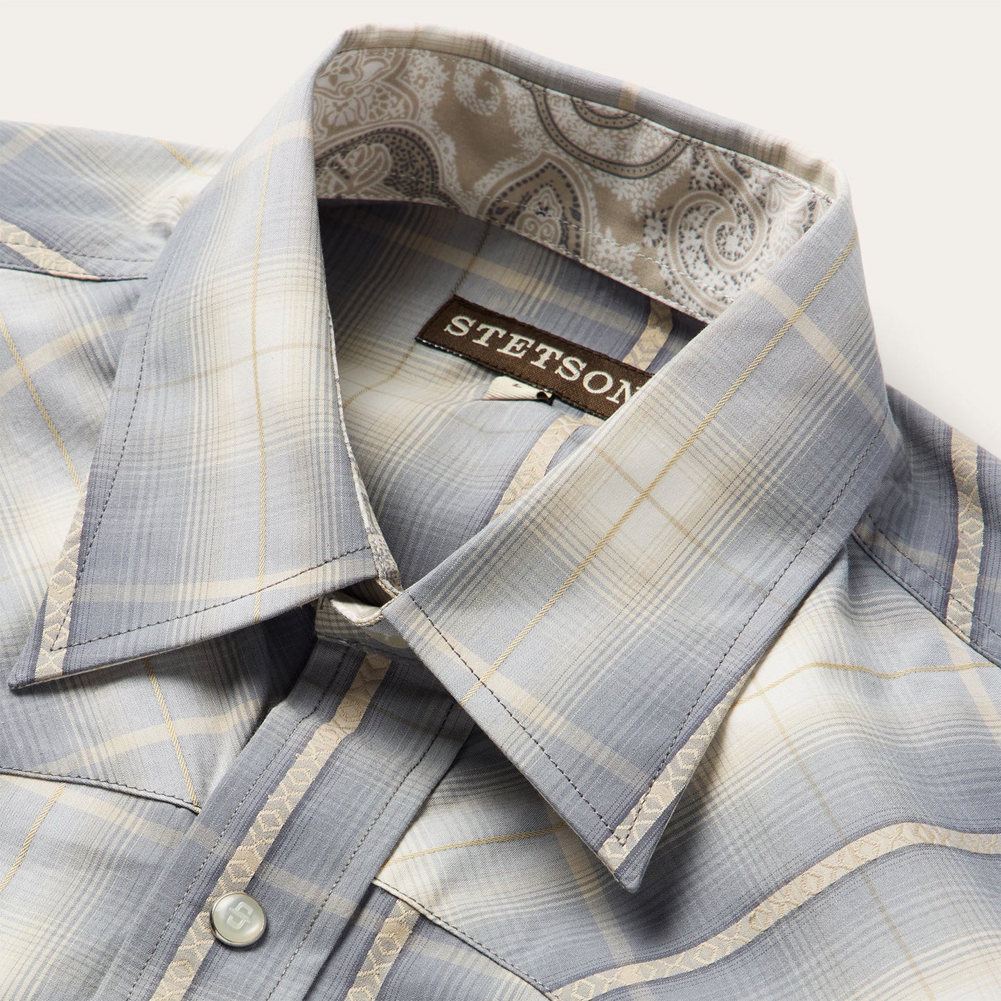 Smoke Diamonds Plaid Western Shirt | Stetson Grey