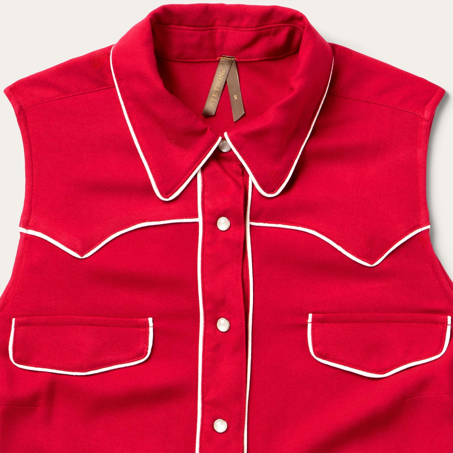 Sleeveless Retro Western Shirt | Stetson Red