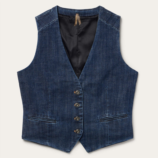 Dark Wash Stretch Denim Vest | Stetson Blue