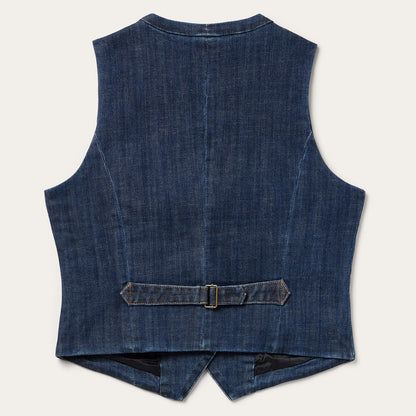 Dark Wash Stretch Denim Vest | Stetson Blue