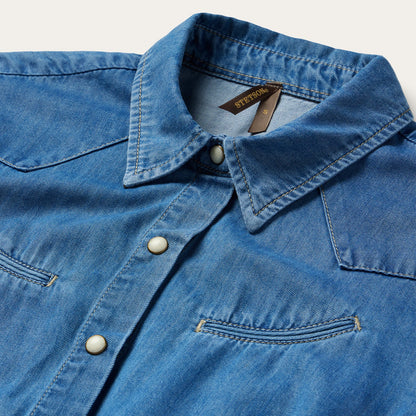 Smile Pocket Denim Dress | Stetson Blue