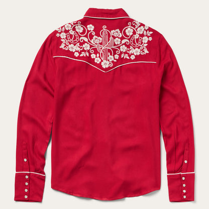 Embroidered Retro Western Shirt | Stetson Red