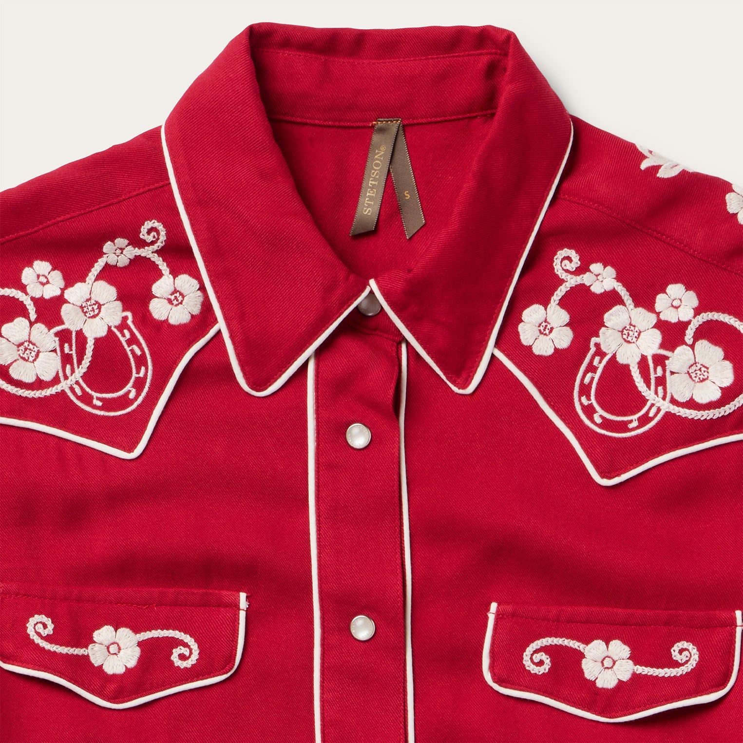 Embroidered Retro Western Shirt | Stetson Red