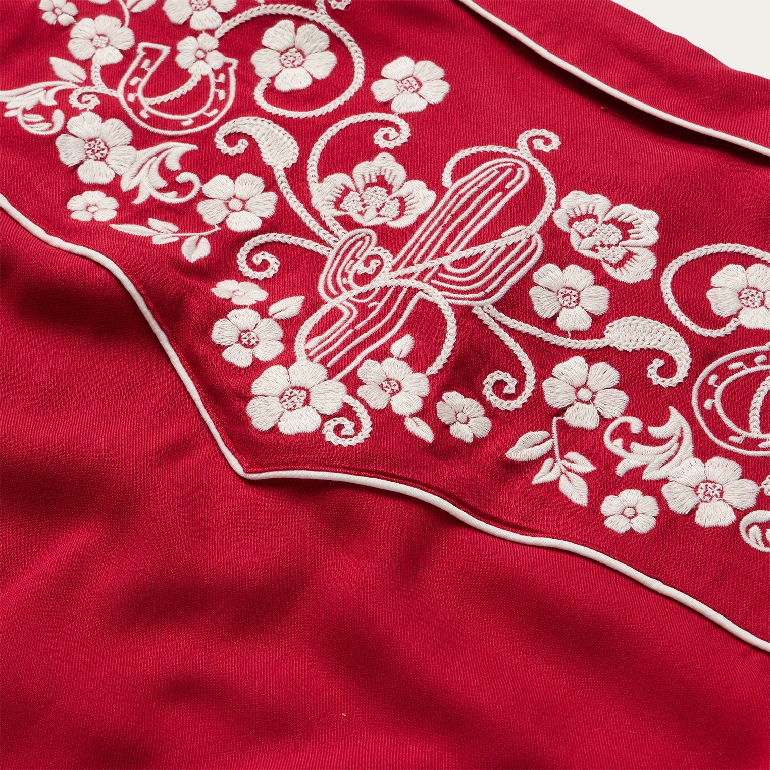 Embroidered Retro Western Shirt | Stetson Red