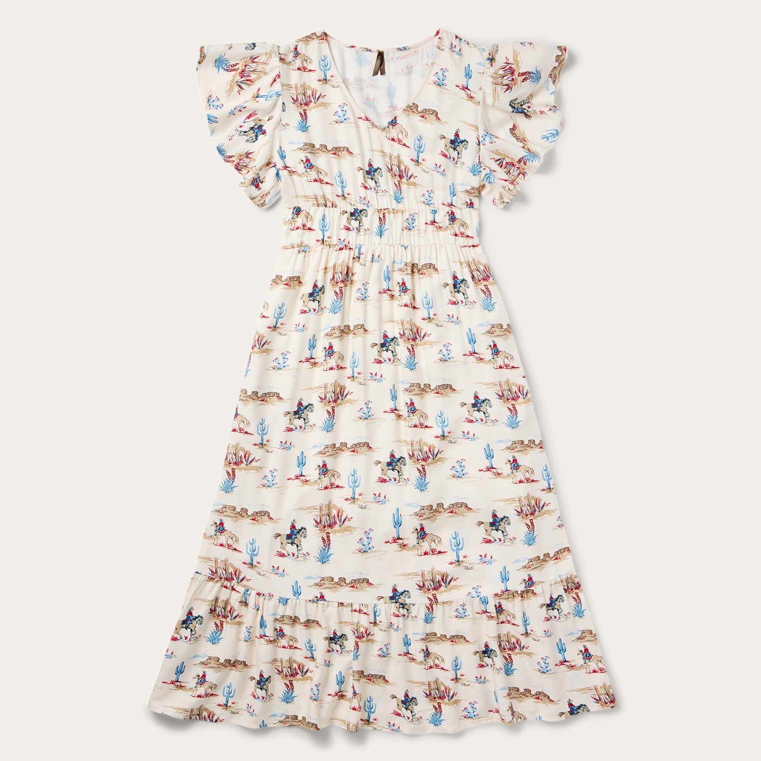 Desert Trails Print Prairie Dress | Stetson White