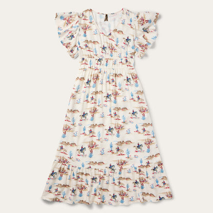 Desert Trails Print Prairie Dress | Stetson White